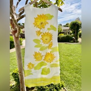 RARE Alfred Shaheen Vintage Sunflower Mod Shift Dress sleeveless, 1960s